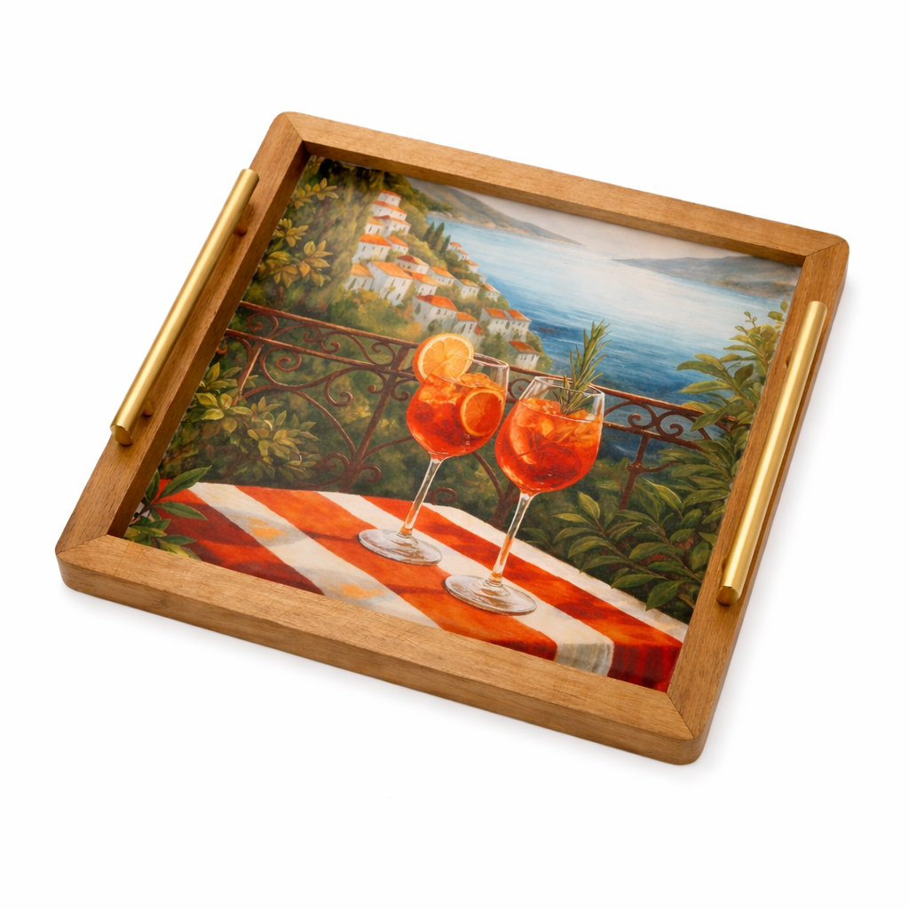 Walnut Carry Tray | Mocktails