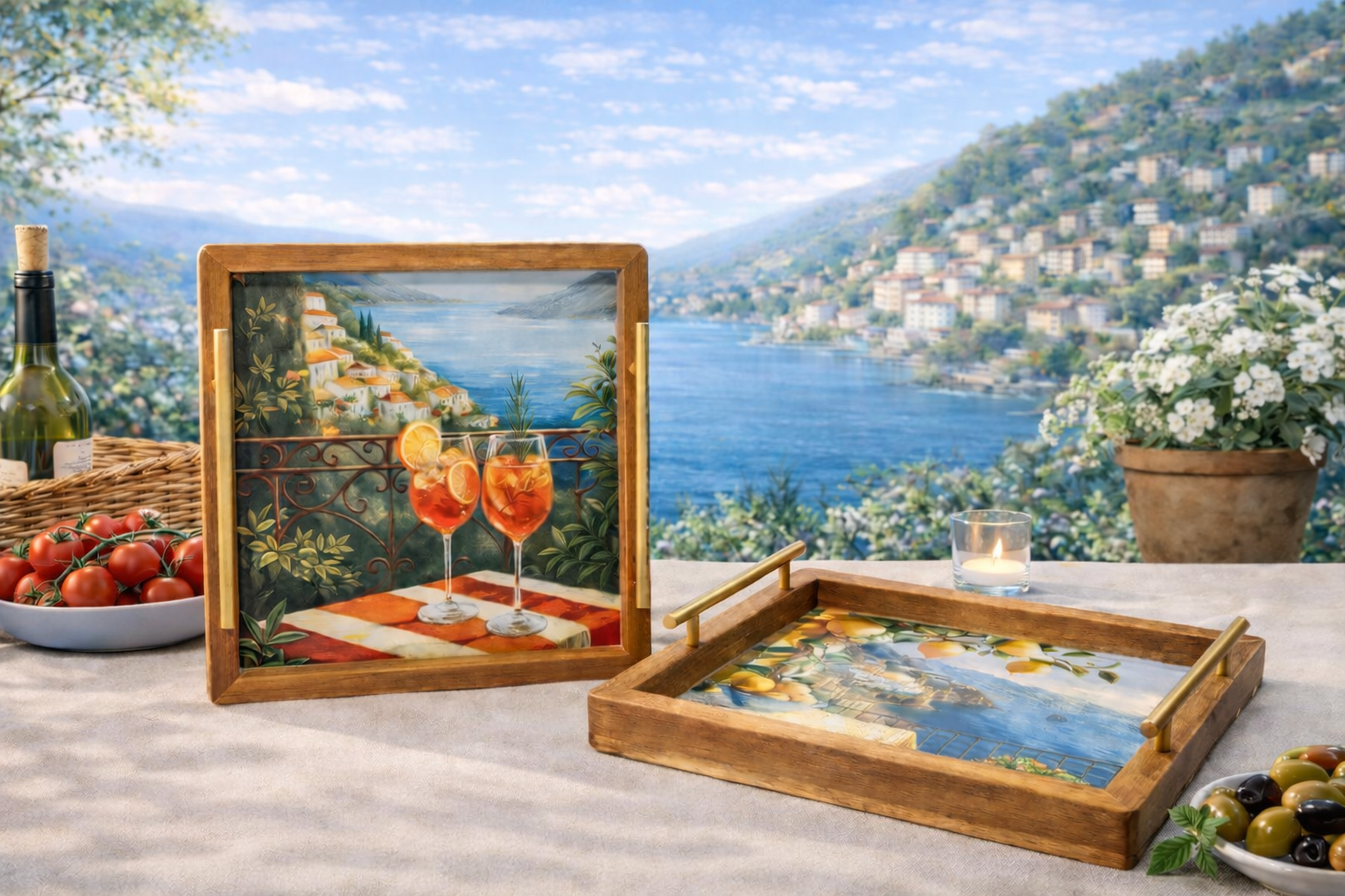 Walnut Carry Tray | Mocktails